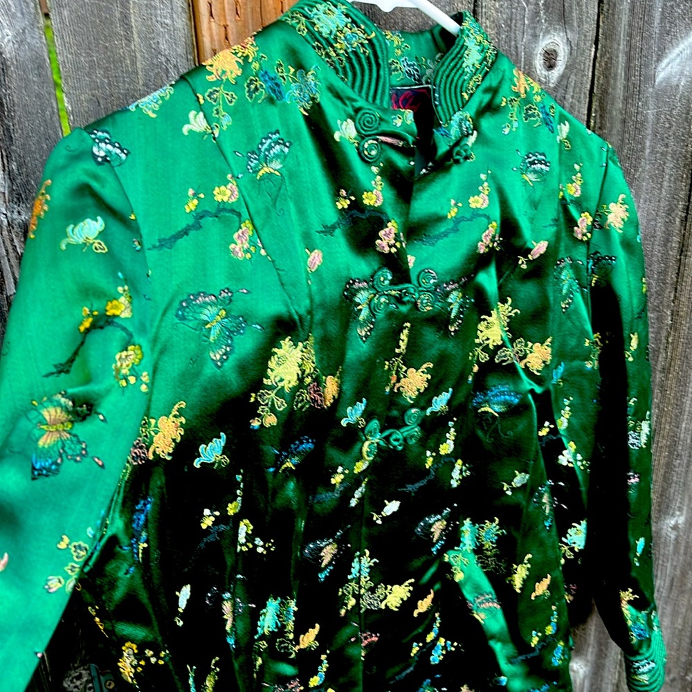 VTG Green Satin Jacket from Hong Kong